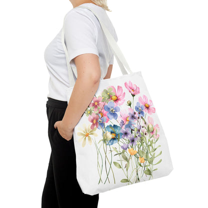 Pastel Floral Tote Bag - Pretty Wildflower Design, Reusable Eco-Friendly Shopping Bag, Gift for Her, Summer Accessory, Beach Bag