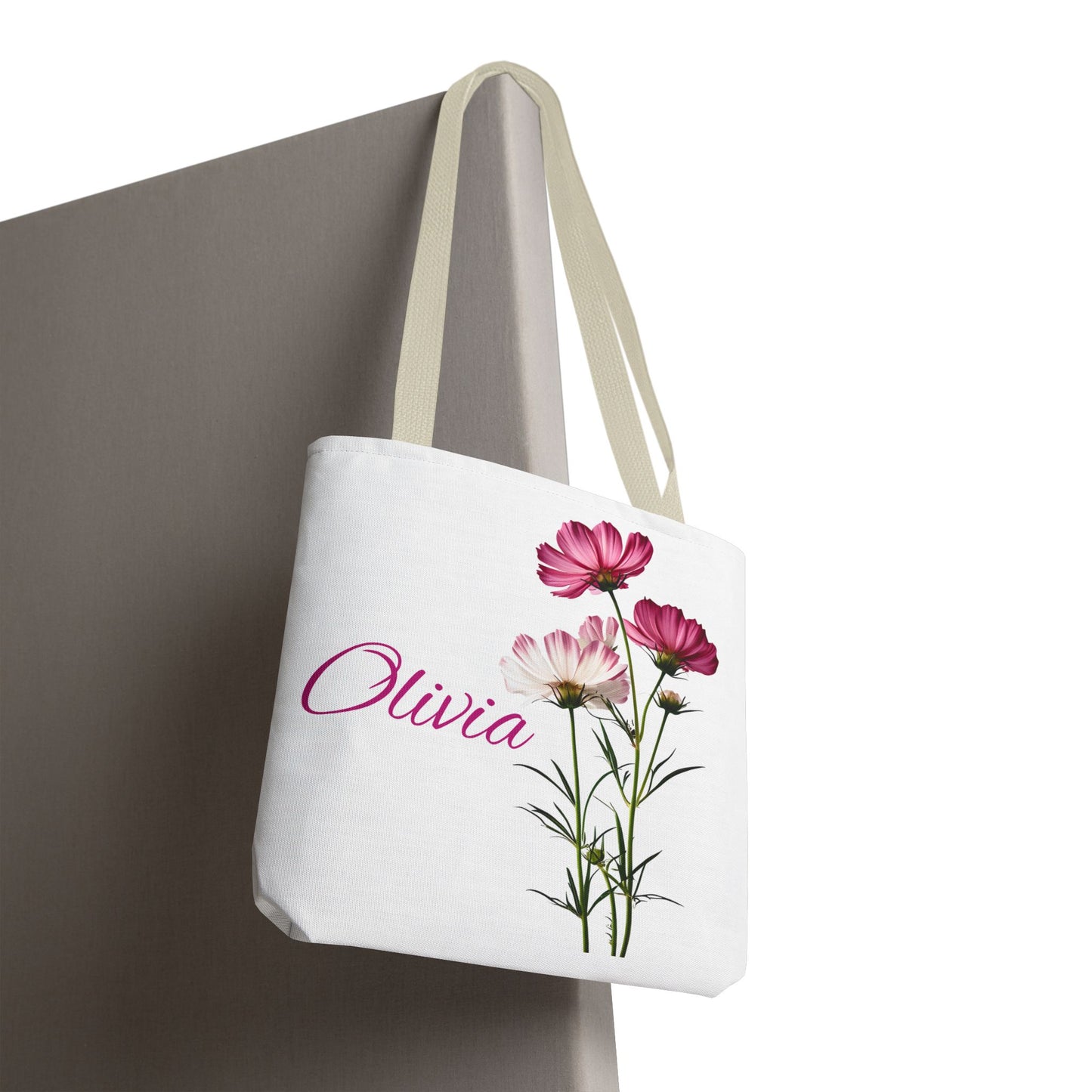 Floral Personalized Tote Bag, Custom October Birth Month Flower Design , Eco-Friendly Reusable Shopping Bag, Gift for Women