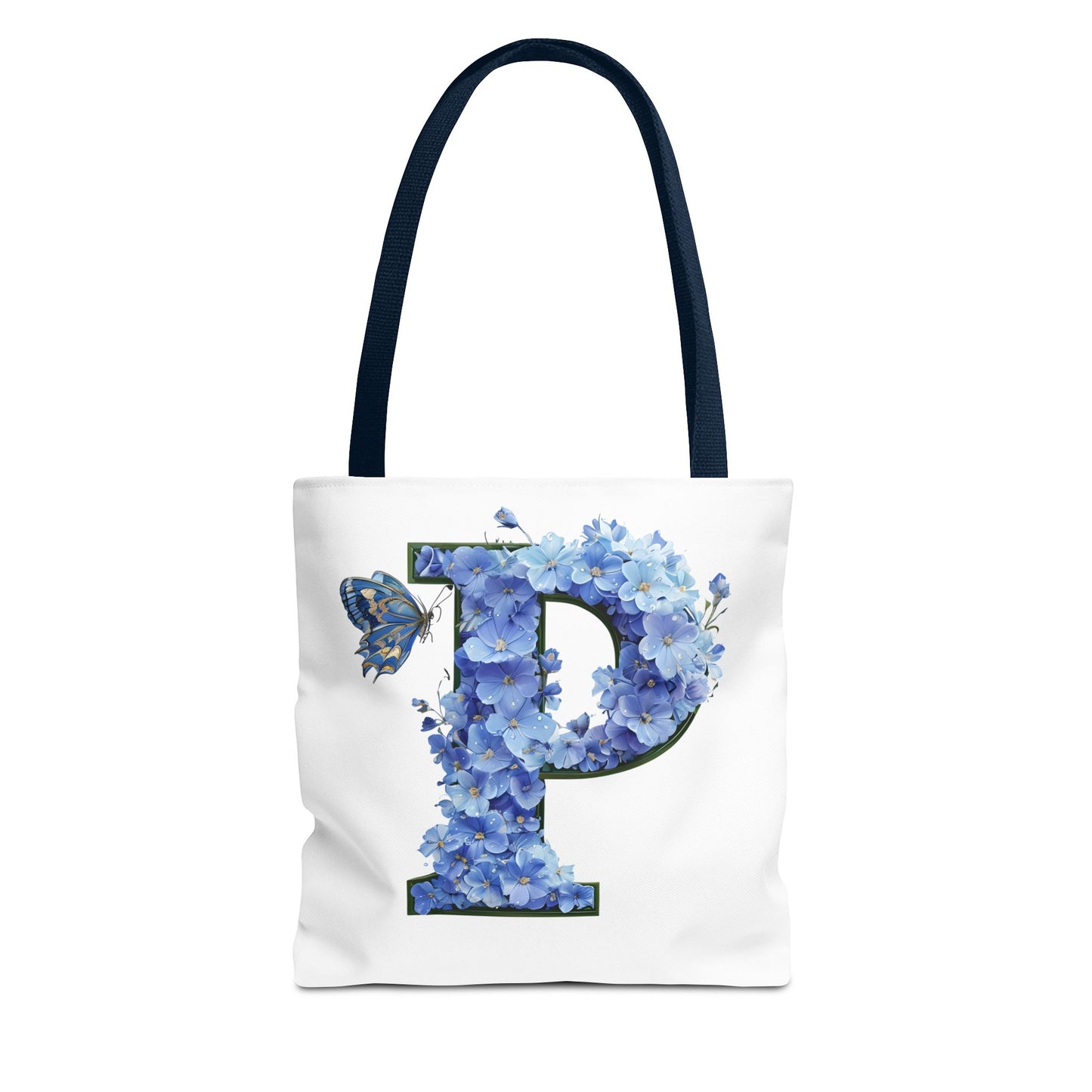 Floral Alphabet 'P' Tote Bag with Butterfly - Perfect Gift for Nature Lovers