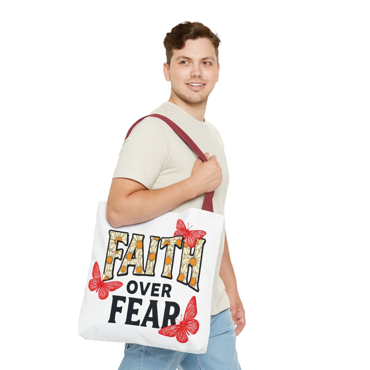 Inspiring Tote Bag – Faith Over Fear, Motivational Gift, Carry All Bag, Everyday Use, Women’s Tote, Uplifting Accessories