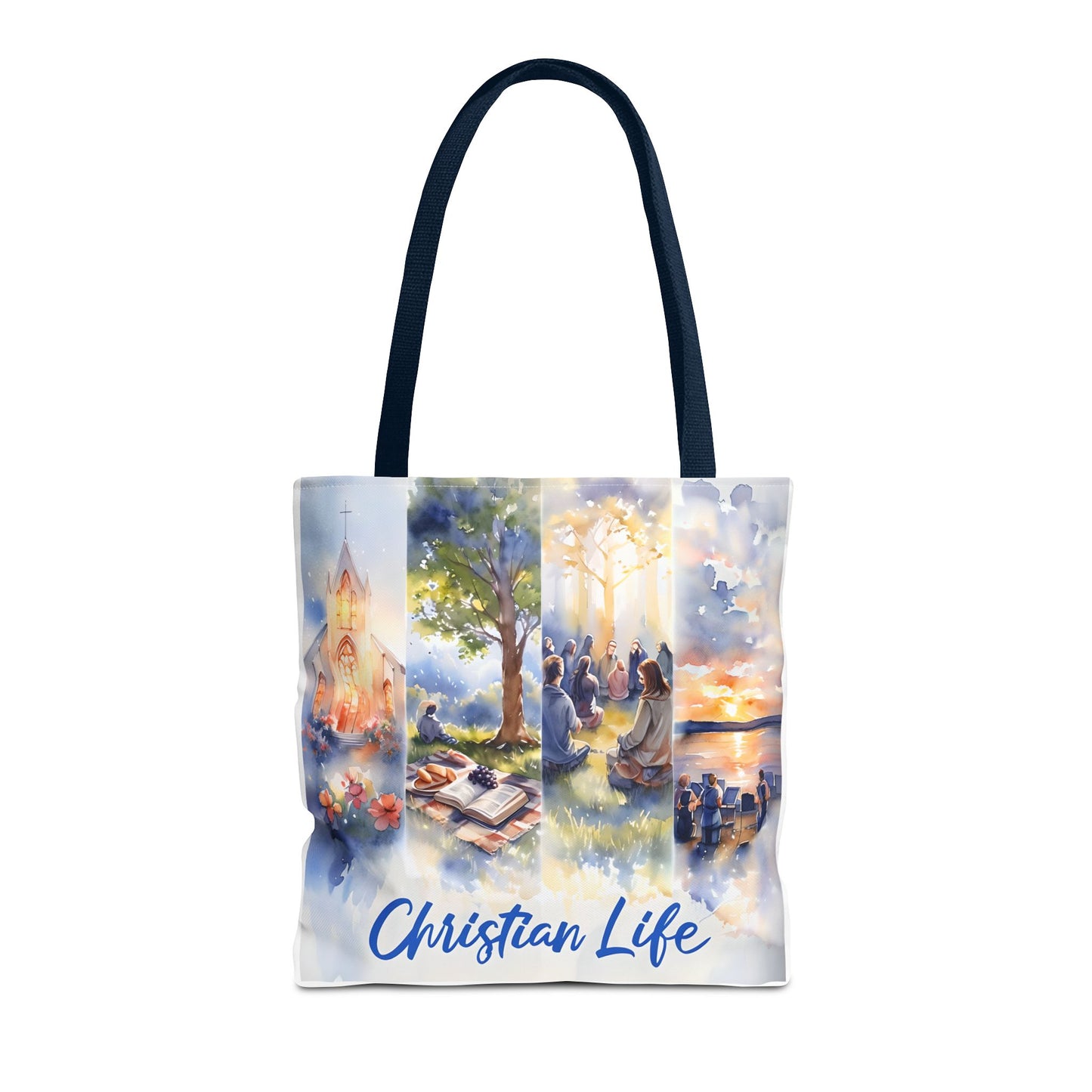 Inspirational Christian Watercolor Tote Bag, Faith-Based Gift, Brush Style Art, Church Event Accessory, Everyday Use Tote