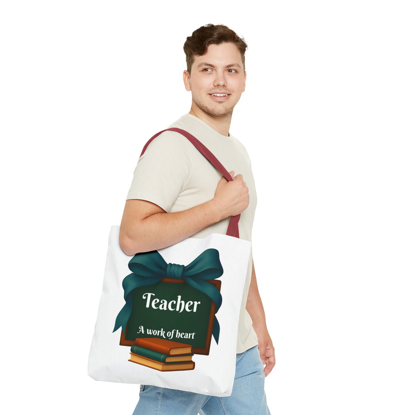 Personalize Unisex Teacher Appreciation Tote Bag, Gift for Educators, Back to School, Messy Coquette Design