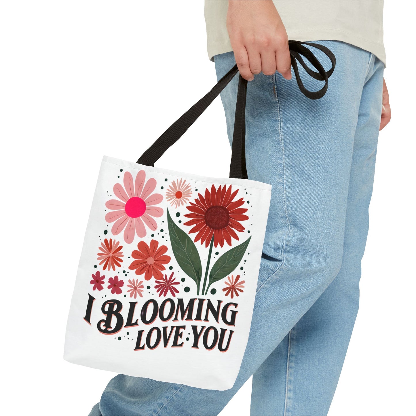 I Blooming Love You Tote Bag, Funny Floral Bag for Plant Lovers and Pun Fans, Unisex Gift