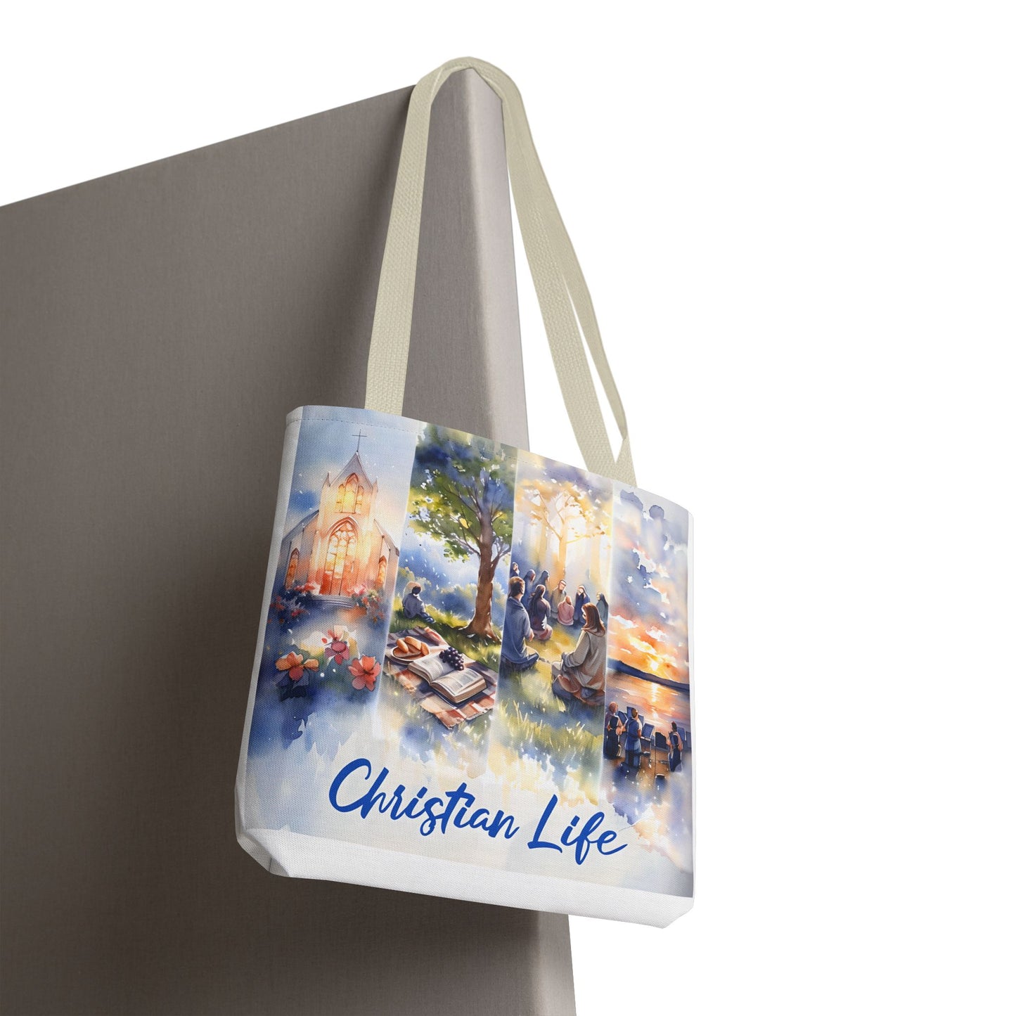 Inspirational Christian Watercolor Tote Bag, Faith-Based Gift, Brush Style Art, Church Event Accessory, Everyday Use Tote