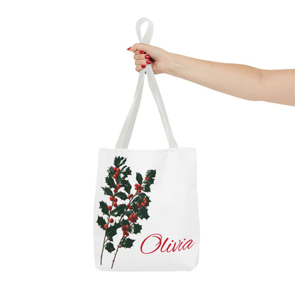 Bridesmaid Tote Bag, December Birthflower Gift, Eco-Friendly Reusable Grocery Bag, Personalized Gift