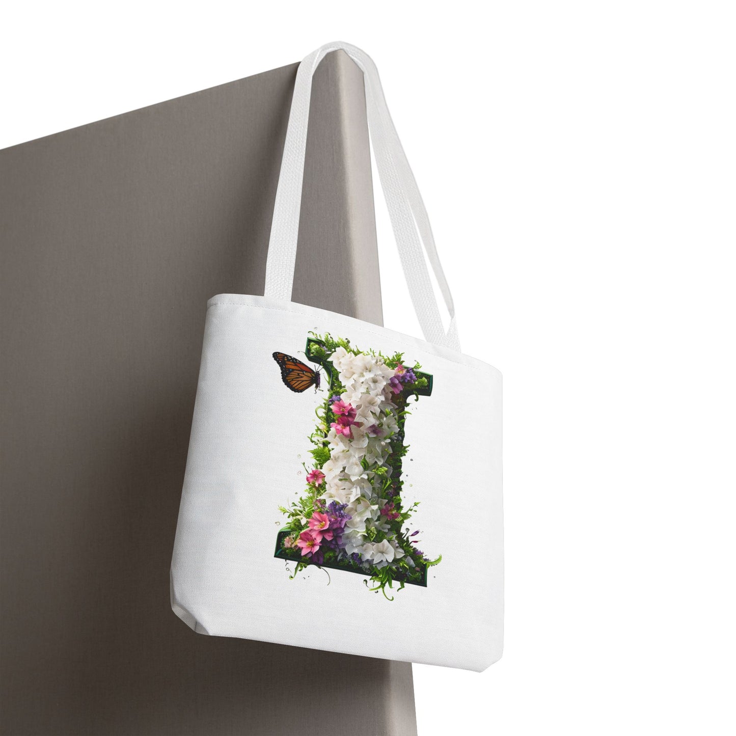 Floral Alphabet "i" Tote Bag -  Stylish Accessory For Her
