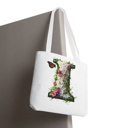 Floral Alphabet "i" Tote Bag -  Stylish Accessory For Her