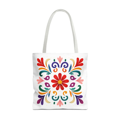 Vibrant Folk Art Floral Tote Bag, Colorful Shopping Bag, Beach Bag, Gift for Her