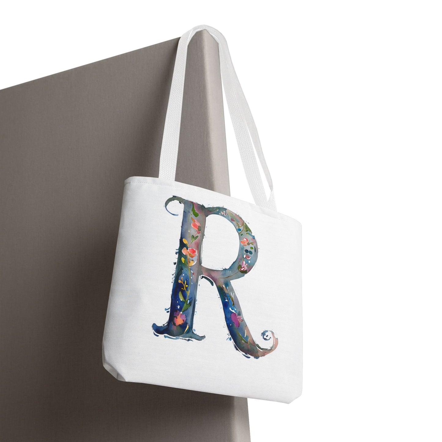Watercolor Alphabet 'R' Tote Bag, Stylish Everyday Carryall