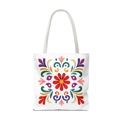 Vibrant Folk Art Floral Tote Bag, Colorful Shopping Bag, Beach Bag, Gift for Her