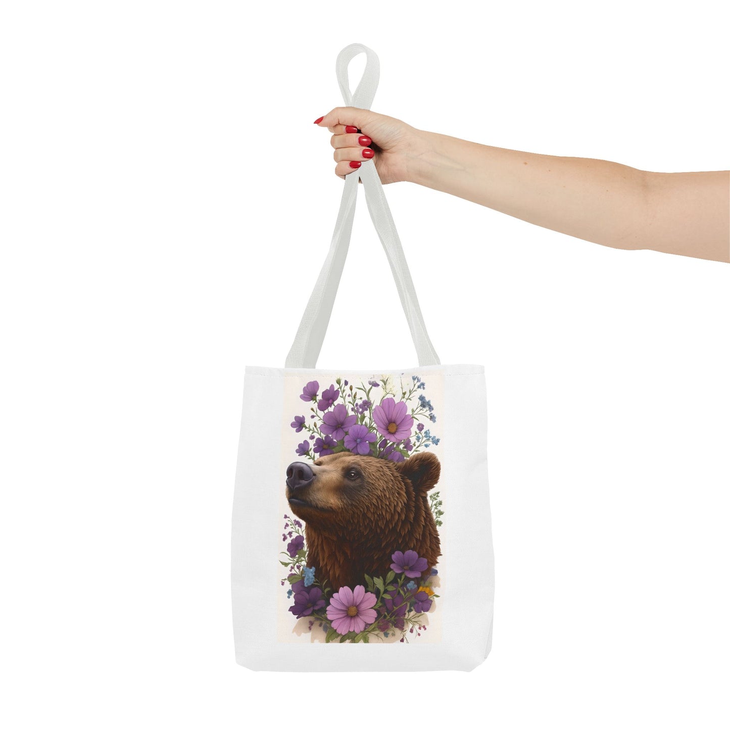 Floral Bear Tote Bag, Gift for Animal Lovers, Boho Bag for Daily Use