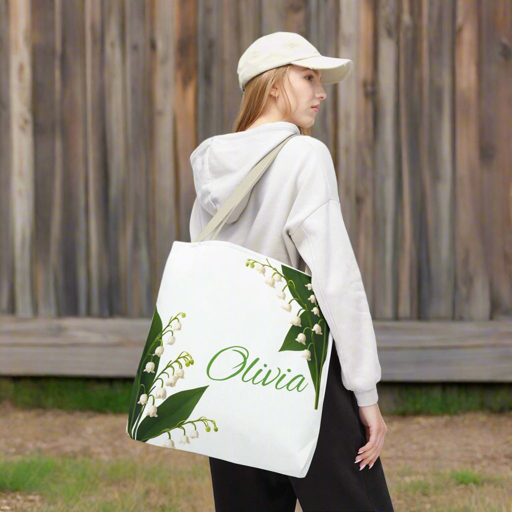 custom lily of the valley birthflower tote 