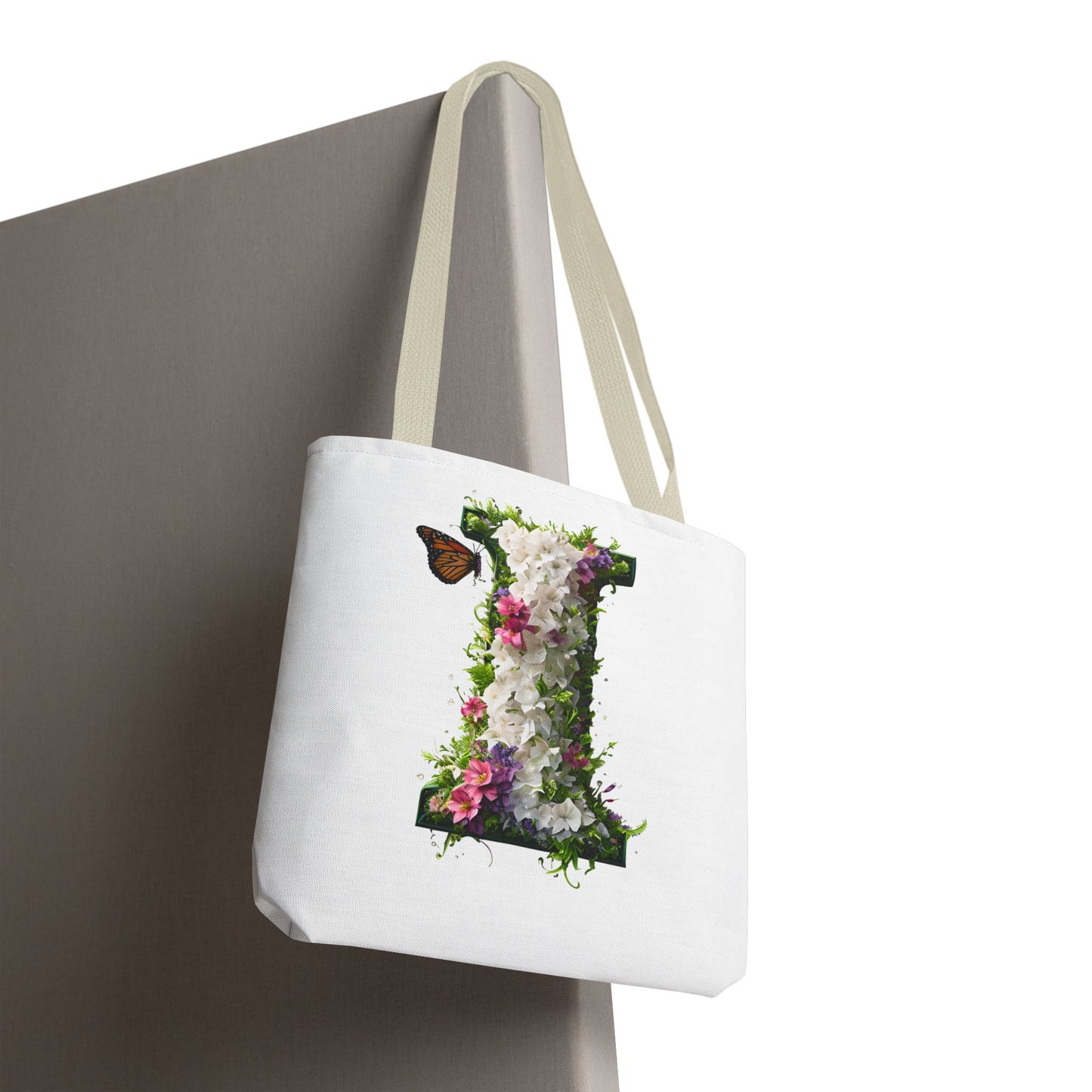 Floral Alphabet "i" Tote Bag -  Stylish Accessory For Her