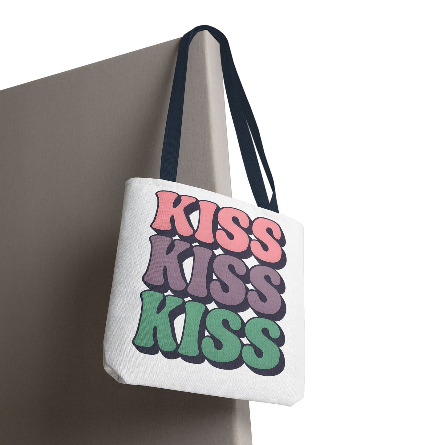 Kiss Kiss Kiss Tote Bag, Trendy Reusable Shopping Bag, Unisex Fun Everyday Bag, Valentine's Day Present