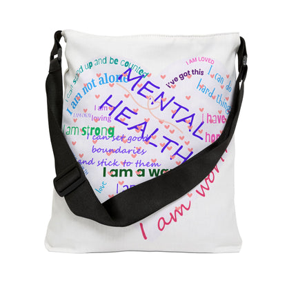 Empowering Mental Health Tote Bag, Adjustable Messenger Bag for Wellness, Inspirational Gift, Mindfulness Accessory