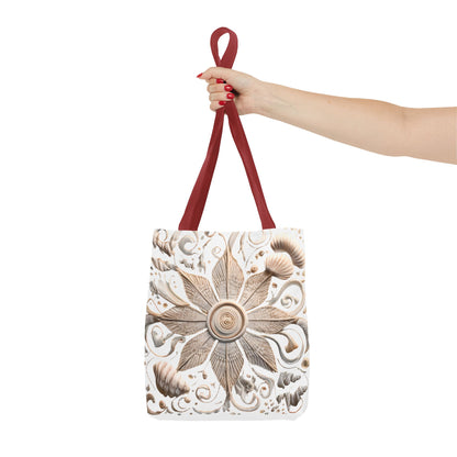 Boho Nautical Mandala Themed Geometric Design Tote Bag, Natural Toned Bag for Everyday Style, Unisex Gift