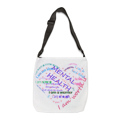 Empowering Mental Health Tote Bag, Adjustable Messenger Bag for Wellness, Inspirational Gift, Mindfulness Accessory
