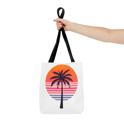Tote Bag for Beach Lovers, Sunset Palm Tree Design, Eco-Friendly Shopping Bag, Perfect Gift for Summer Adventures, AOP Tote