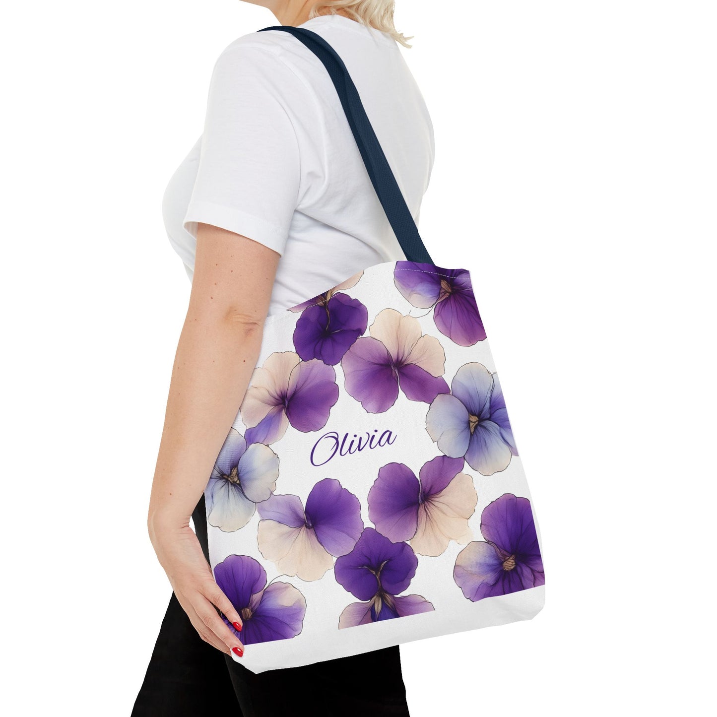February Birth Month Flower Tote Bag, Eco-Friendly Reusable Grocery Shopping Bag, Floral Gift, Gift For Bridesmaids