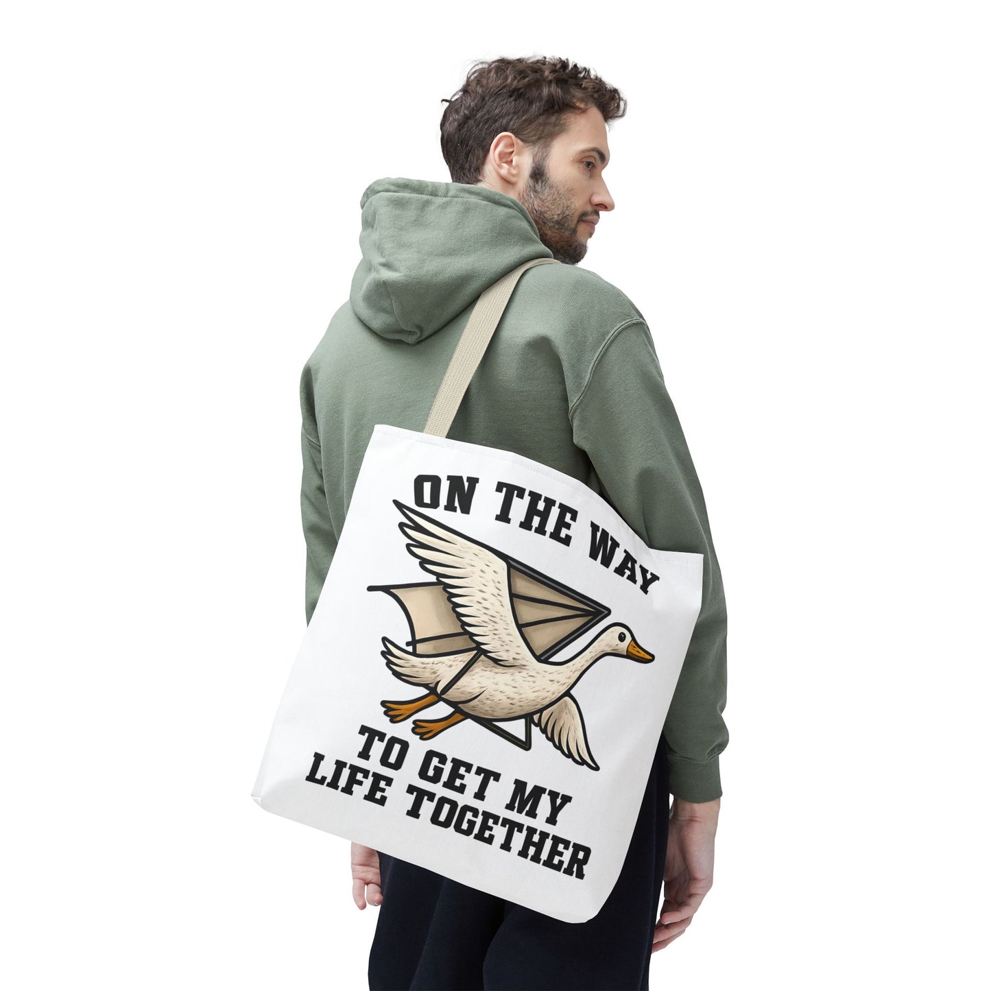 Hang Gliding Goose Tote Bag, On The Way To Get My Life Together Tote, Motivational Bag, Quirky Bag, Gift for Friends
