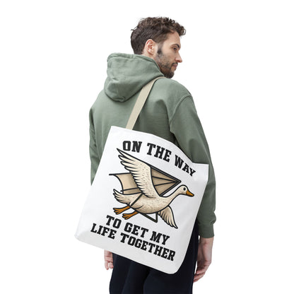 Hang Gliding Goose Tote Bag, On The Way To Get My Life Together Tote, Motivational Bag, Quirky Bag, Gift for Friends