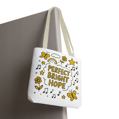 Sunshine Vibes Doodle Tote Bag, Perfect Bright Hope Tote, Eco-Friendly Shopping Bag, Inspirational Gift, Butterfly Print Bag