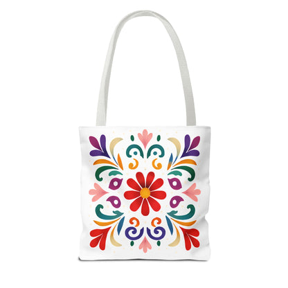 Vibrant Folk Art Floral Tote Bag, Colorful Shopping Bag, Beach Bag, Gift for Her