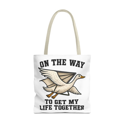 Hang Gliding Goose Tote Bag, On The Way To Get My Life Together Tote, Motivational Bag, Quirky Bag, Gift for Friends