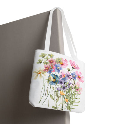 Pastel Floral Tote Bag - Pretty Wildflower Design, Reusable Eco-Friendly Shopping Bag, Gift for Her, Summer Accessory, Beach Bag