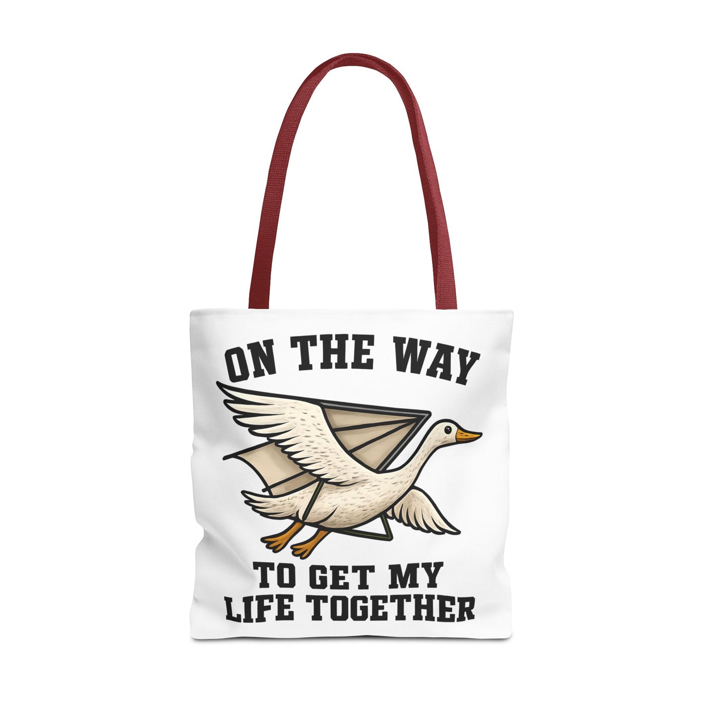 Hang Gliding Goose Tote Bag, On The Way To Get My Life Together Tote, Motivational Bag, Quirky Bag, Gift for Friends