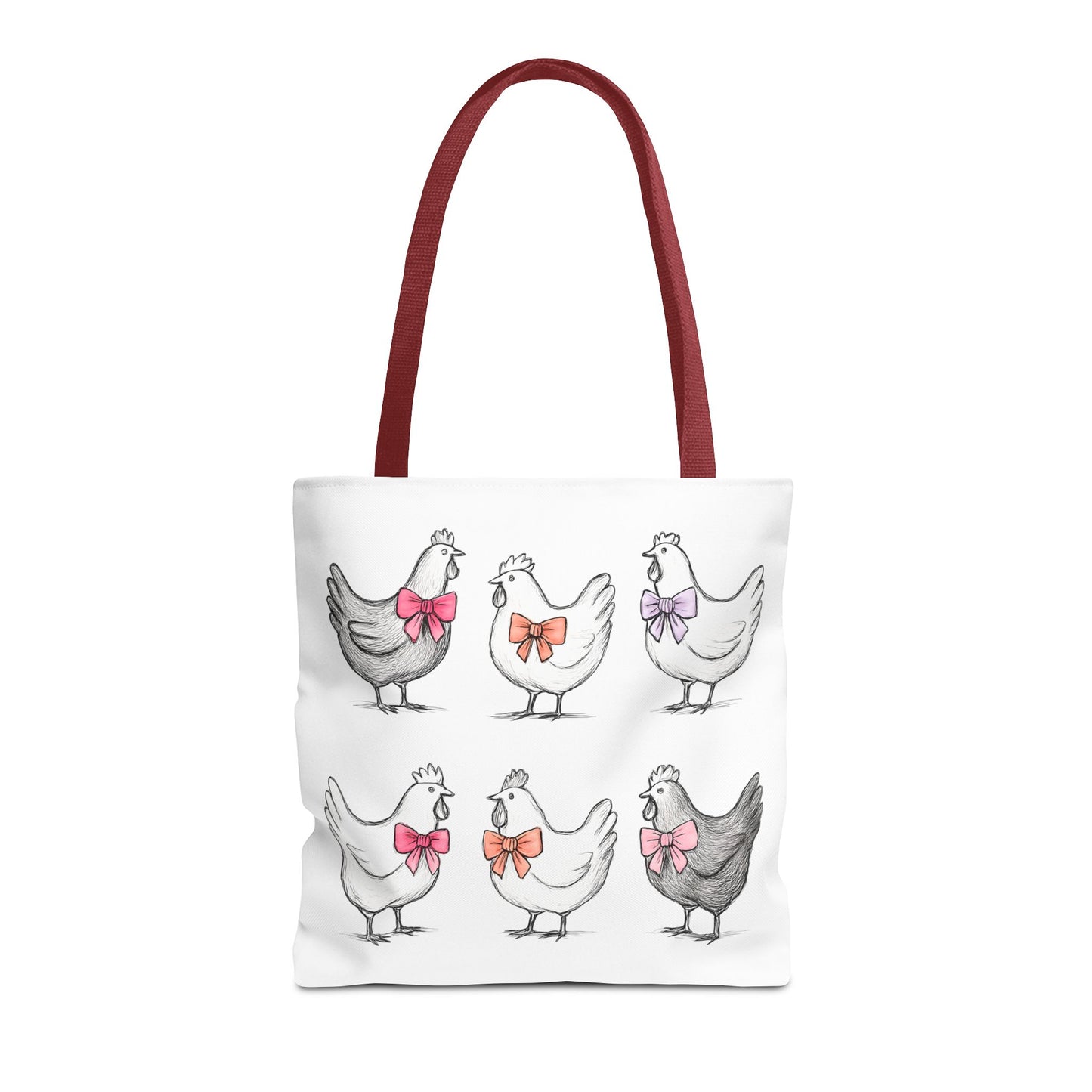 Farmyard Chicken Tote Bag, Cute Farm Animal Coquette Bow Design, Gift for Hen Lovers, Unique Tote for Everyday Use