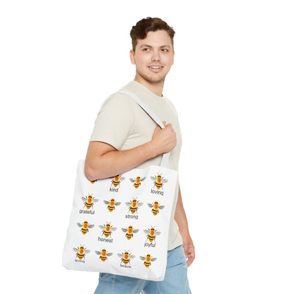 Inspirational Bee Tote Bag, Eco-Friendly Bag for Shopping, Gift for Friends, Kindness Quote Bag, Positive Affirmation Tote