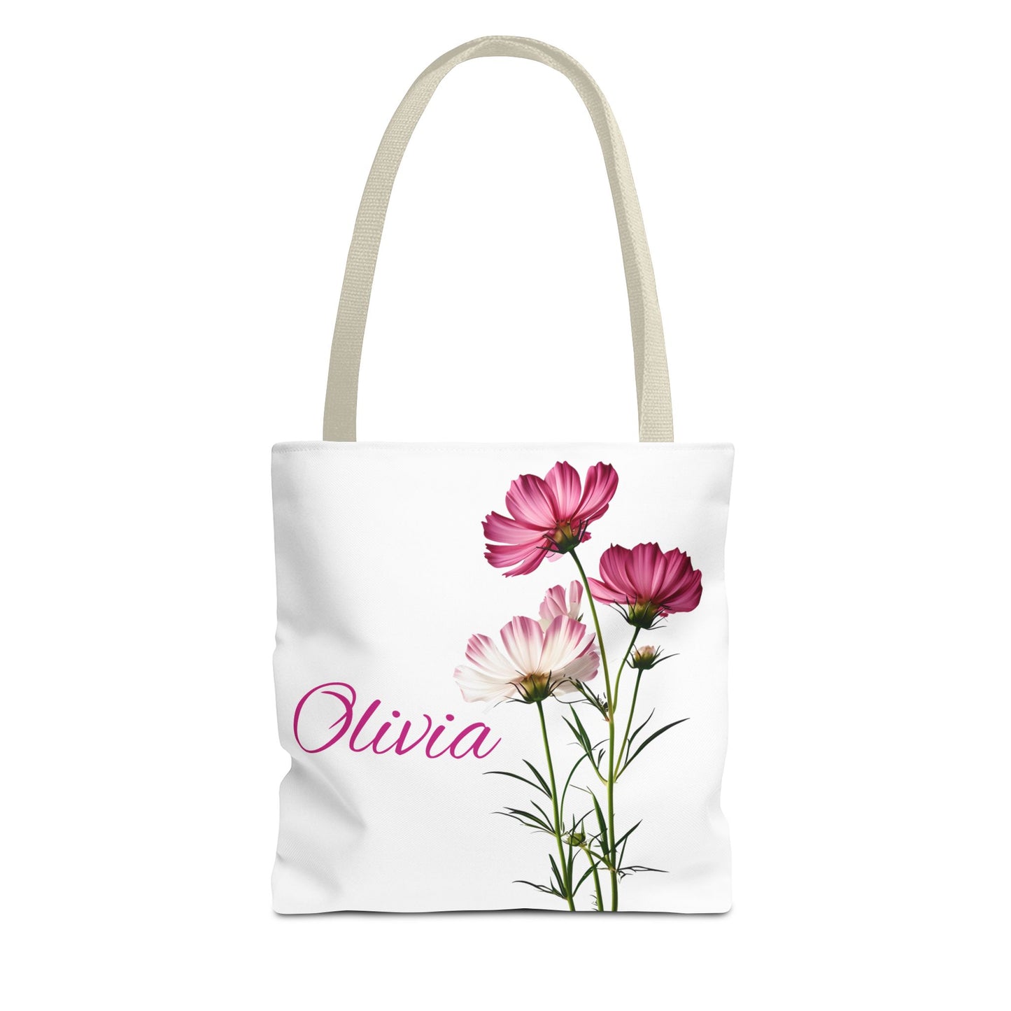 Floral Personalized Tote Bag, Custom October Birth Month Flower Design , Eco-Friendly Reusable Shopping Bag, Gift for Women
