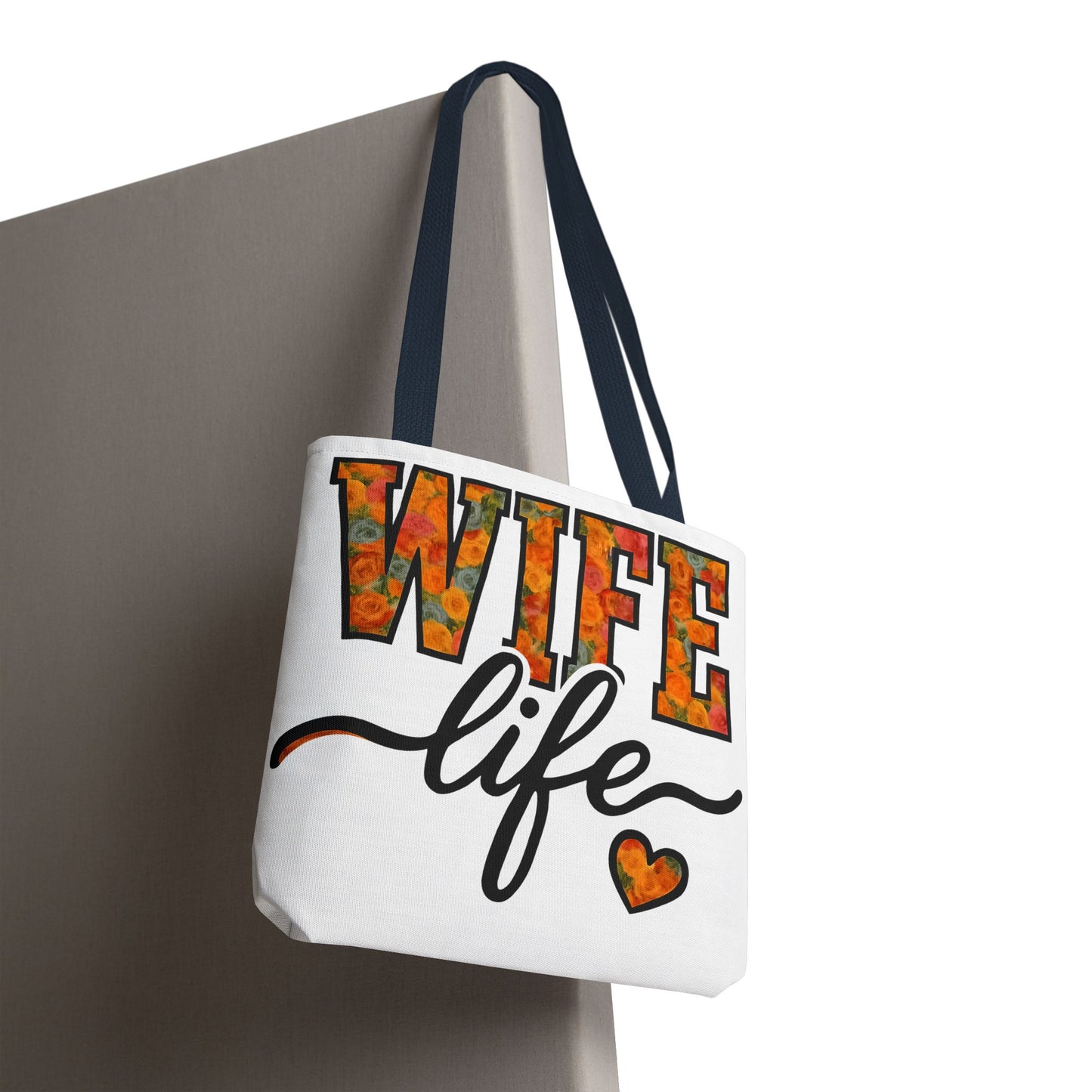 Floral Wife Life Tote Bag, Fun Gift for Spouses, Everyday Use, Beach Bag, Shopping Tote, Marriage Celebration