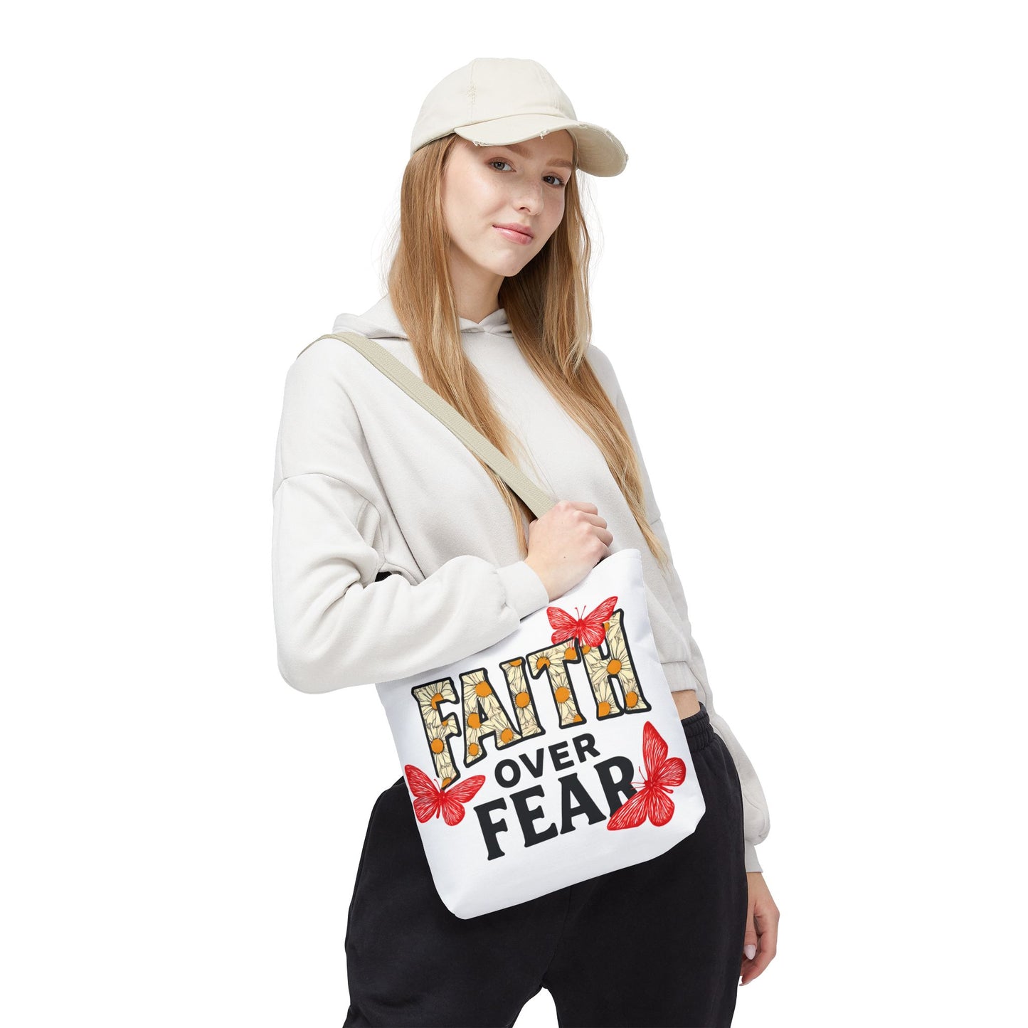 Inspiring Tote Bag – Faith Over Fear, Motivational Gift, Carry All Bag, Everyday Use, Women’s Tote, Uplifting Accessories