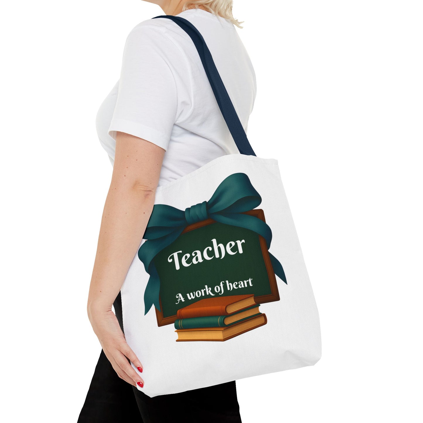 Personalize Unisex Teacher Appreciation Tote Bag, Gift for Educators, Back to School, Messy Coquette Design