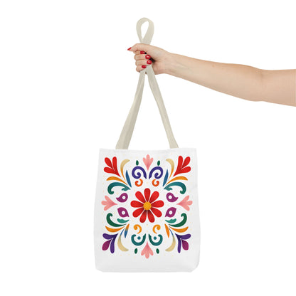 Vibrant Folk Art Floral Tote Bag, Colorful Shopping Bag, Beach Bag, Gift for Her