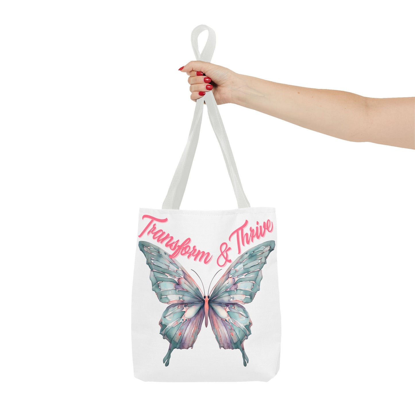 Transform & Thrive Butterfly Tote Bag, Reusable Grocery Bag, Inspirational Statement Bag, Summer Essential, Travel Companion