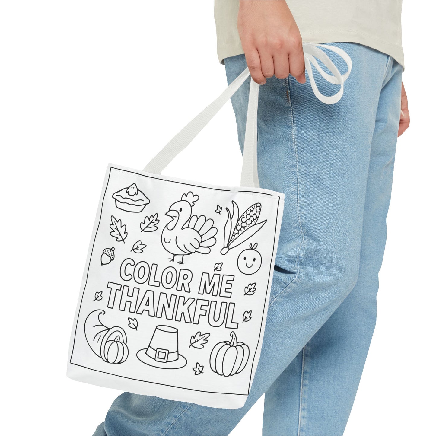Thankful Coloring Tote Bag, Fall Gift, Thanksgiving, Kid's Creative Activity, Eco-Friendly Shopping
