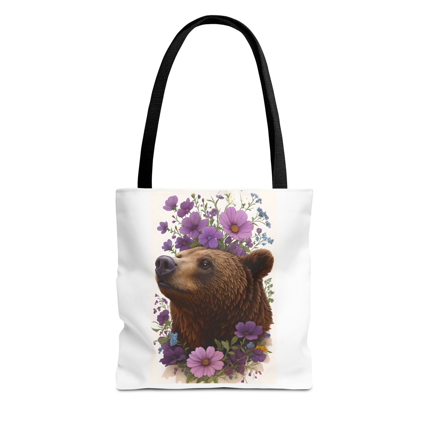 Floral Bear Tote Bag, Gift for Animal Lovers, Boho Bag for Daily Use