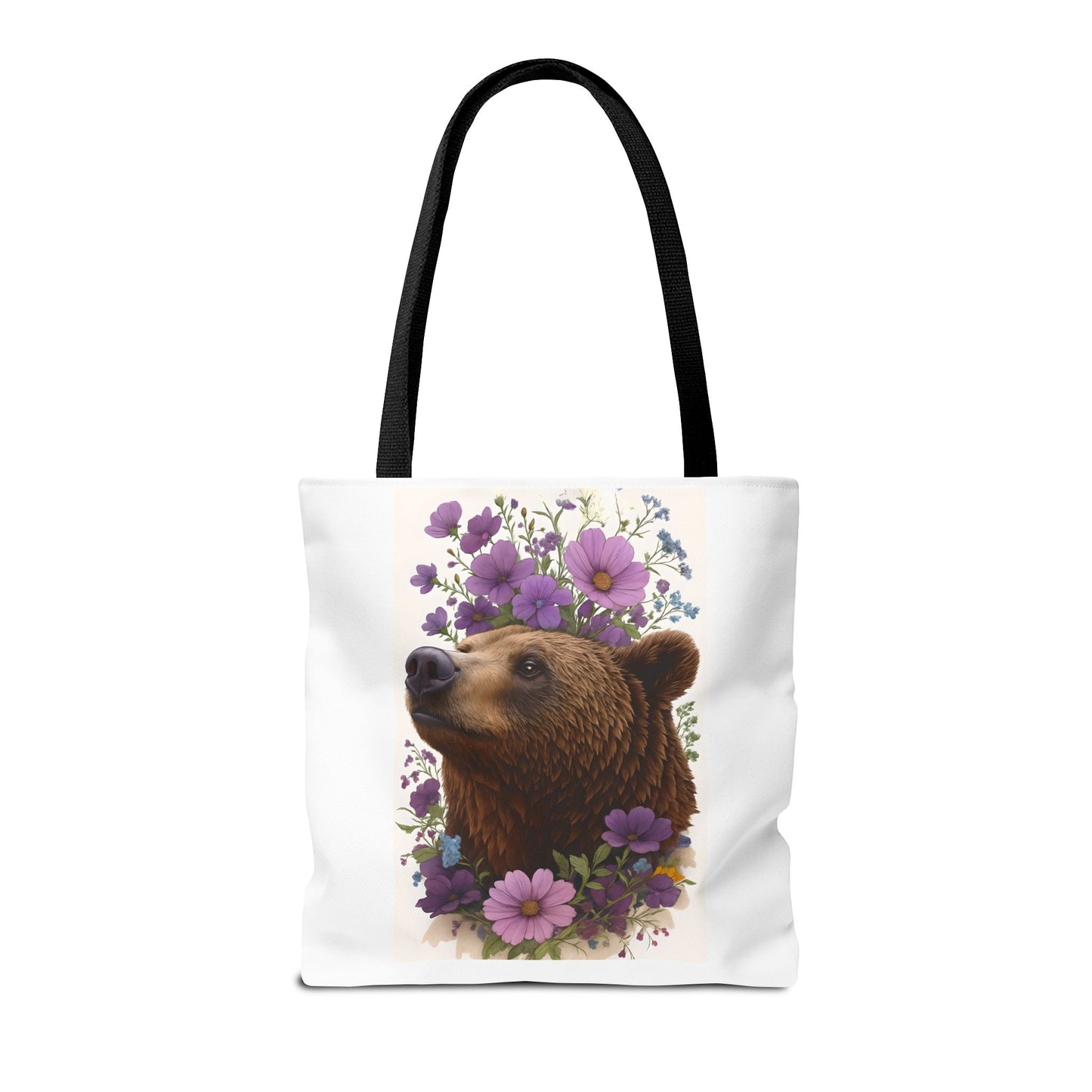 Floral Bear Tote Bag, Gift for Animal Lovers, Boho Bag for Daily Use
