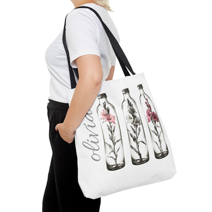 Personalize Gladiolus Birth Month Flower Tote Bag, Eco-Friendly Reusable Grocery Shopping Bag, Floral Design Handbag
