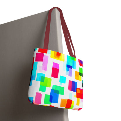 Colorful Geometric Tote Bag, Vibrant Beach Bag, Eclectic Boho Grocery Tote, Unique Gift for Her, Abstract Artistic Accessory