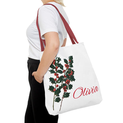 Bridesmaid Tote Bag, December Birthflower Gift, Eco-Friendly Reusable Grocery Bag, Personalized Gift