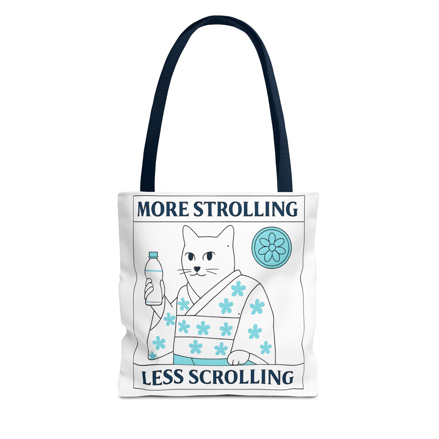 Japanese Cat-Themed Tote Bag - More Strolling Less Scrolling, Cute Gift, Reusable Shopping Bag, Animal Lover's Accessory