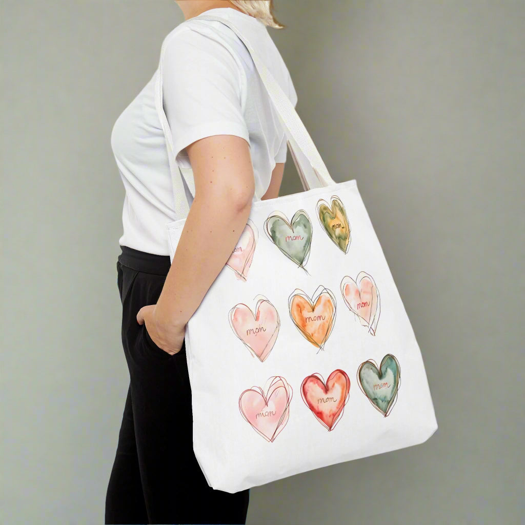 mom heart design tote bags