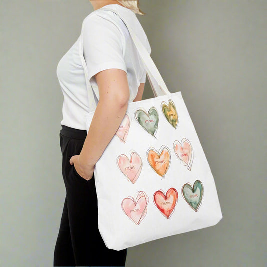 mom heart design tote bags
