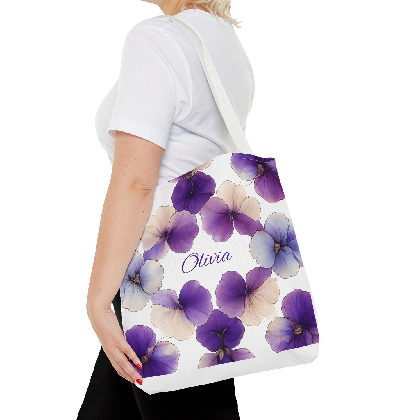 February Birth Month Flower Tote Bag, Eco-Friendly Reusable Grocery Shopping Bag, Floral Gift, Gift For Bridesmaids