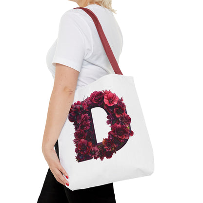 Floral Alphabet 'D' Tote Bag – Stylish Floral and Bee Design