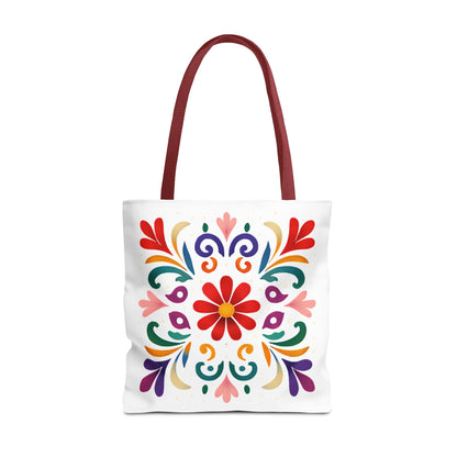 Vibrant Folk Art Floral Tote Bag, Colorful Shopping Bag, Beach Bag, Gift for Her
